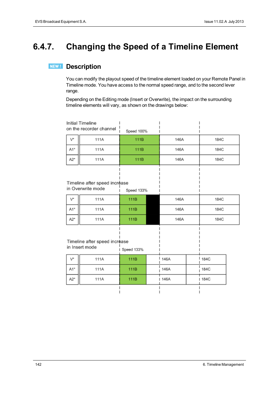 Changing the speed of a timeline element, Description | EVS XT3 MulticamLSM Version 11.02 - July 2013 Operation Manual User Manual | Page 152 / 221
