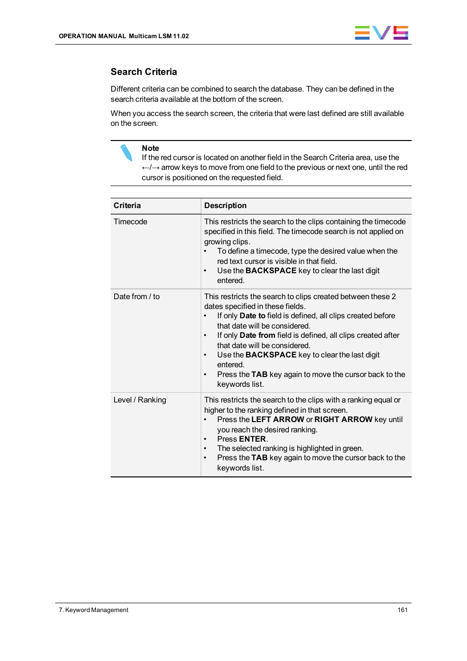 EVS XT3 MulticamLSM Version 11.02 - July 2013 Operation Manual User Manual | Page 171 / 221