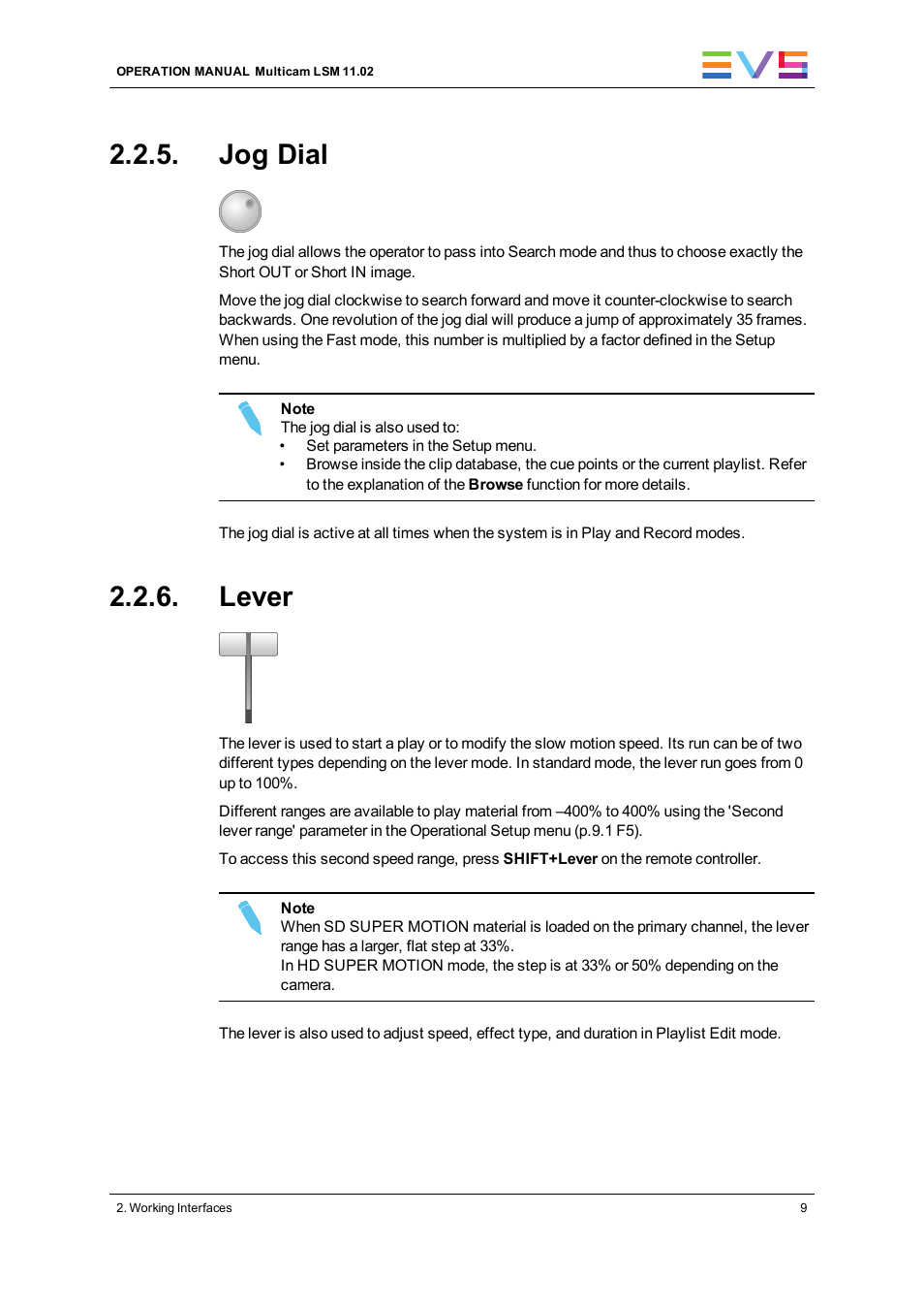 Jog dial, Lever | EVS XT3 MulticamLSM Version 11.02 - July 2013 Operation Manual User Manual | Page 19 / 221
