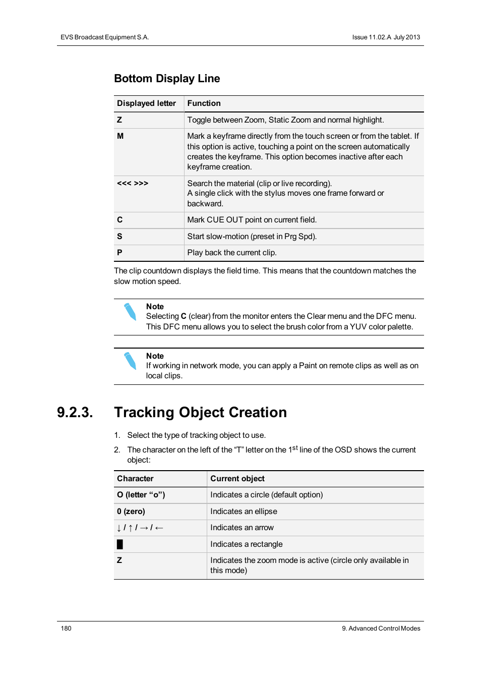 Tracking object creation, Bottom display line | EVS XT3 MulticamLSM Version 11.02 - July 2013 Operation Manual User Manual | Page 190 / 221