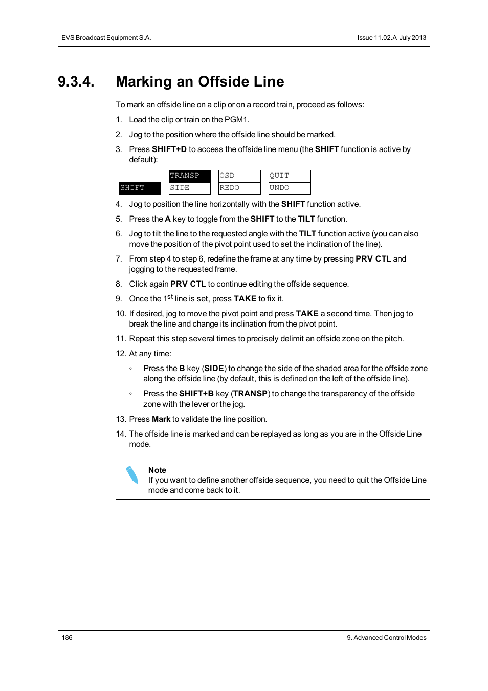 Marking an offside line | EVS XT3 MulticamLSM Version 11.02 - July 2013 Operation Manual User Manual | Page 196 / 221