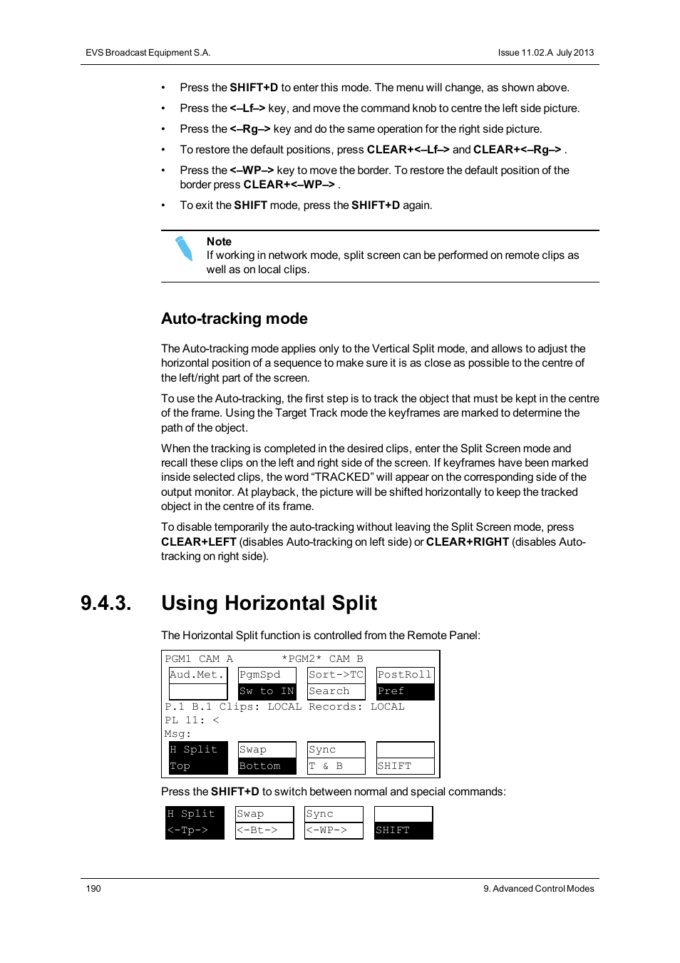 Using horizontal split, Auto-tracking mode | EVS XT3 MulticamLSM Version 11.02 - July 2013 Operation Manual User Manual | Page 200 / 221