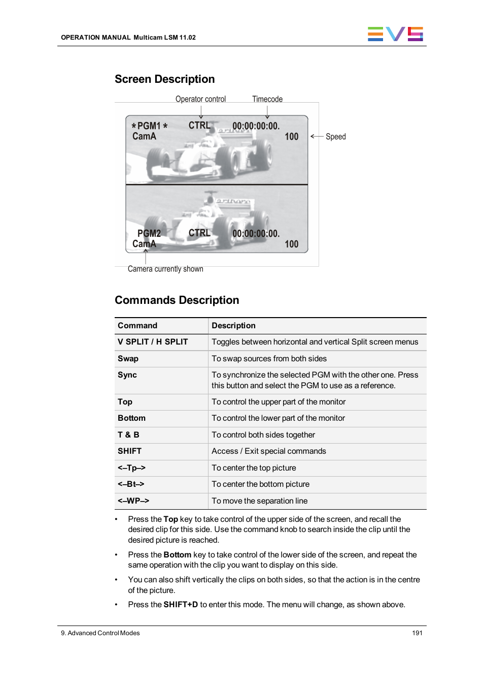 Screen description commands description | EVS XT3 MulticamLSM Version 11.02 - July 2013 Operation Manual User Manual | Page 201 / 221