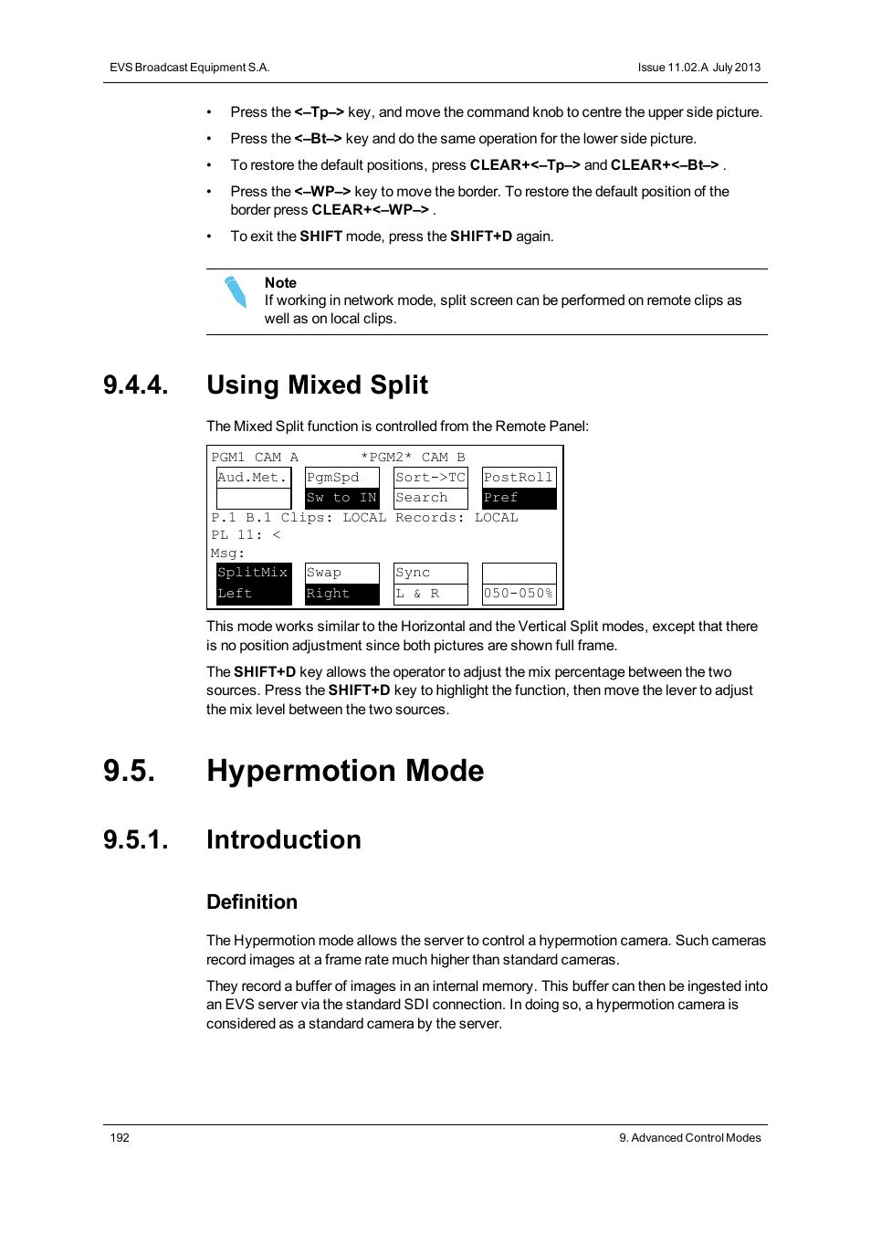 Using mixed split, Hypermotion mode, Introduction | Definition | EVS XT3 MulticamLSM Version 11.02 - July 2013 Operation Manual User Manual | Page 202 / 221