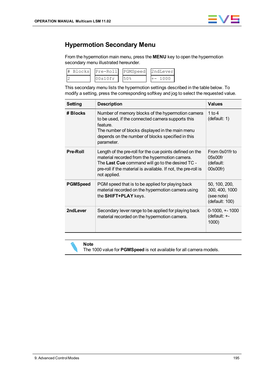 Hypermotion secondary menu | EVS XT3 MulticamLSM Version 11.02 - July 2013 Operation Manual User Manual | Page 205 / 221