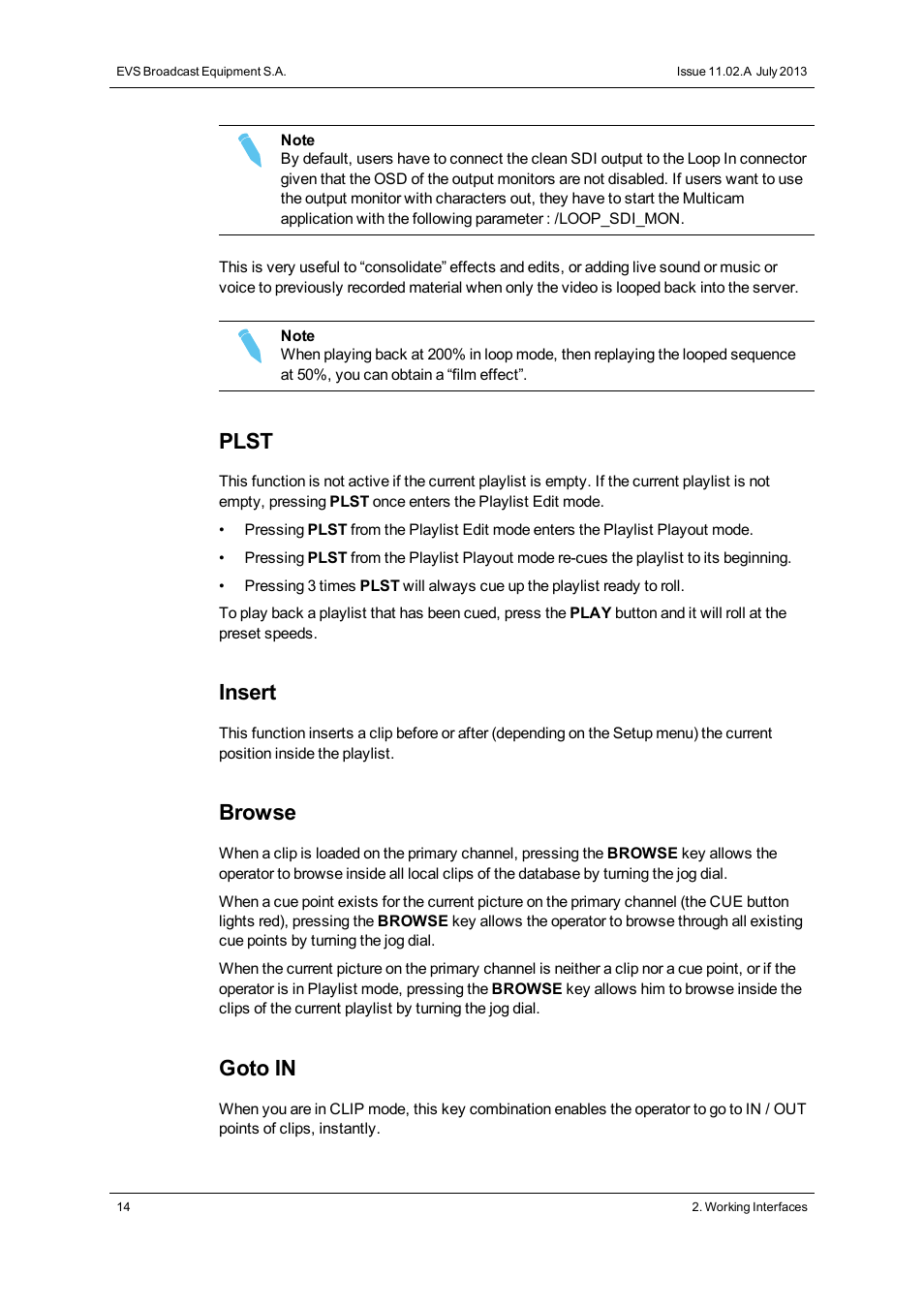 Plst, Insert, Browse | Goto in | EVS XT3 MulticamLSM Version 11.02 - July 2013 Operation Manual User Manual | Page 24 / 221
