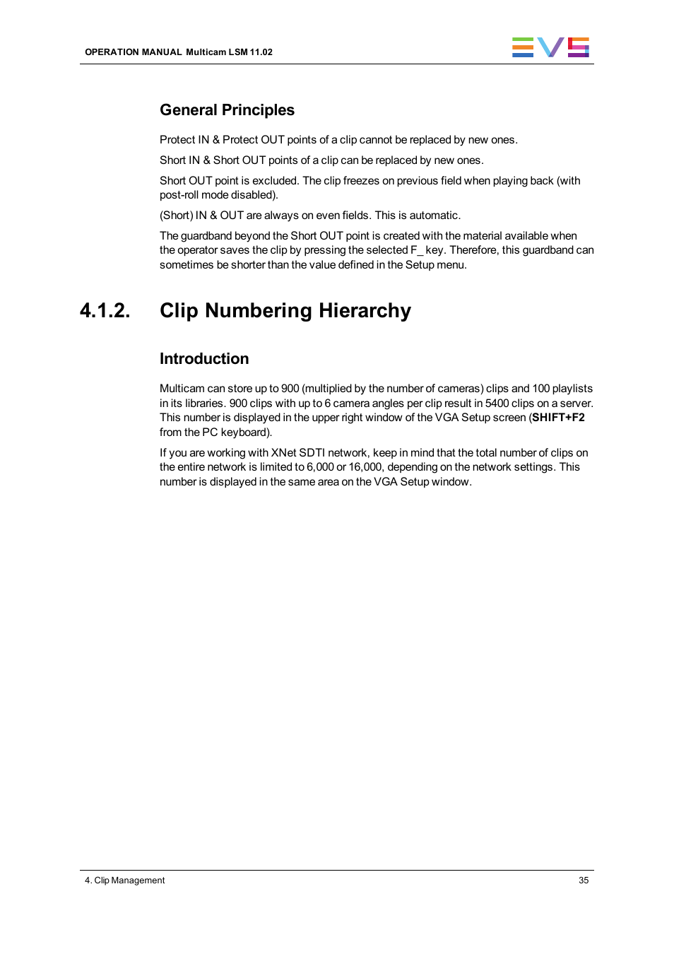 Clip numbering hierarchy, General principles, Introduction | EVS XT3 MulticamLSM Version 11.02 - July 2013 Operation Manual User Manual | Page 45 / 221