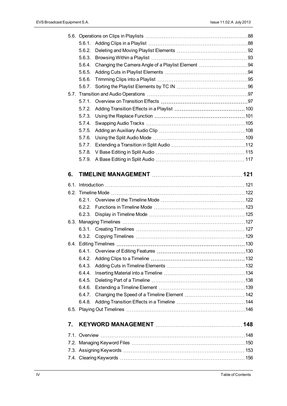 EVS XT3 MulticamLSM Version 11.02 - July 2013 Operation Manual User Manual | Page 6 / 221