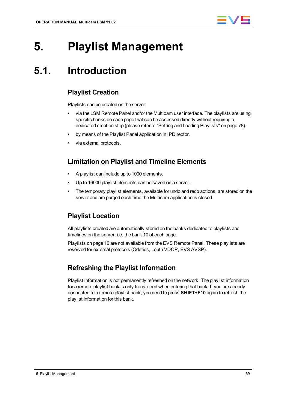 Playlist management, Introduction | EVS XT3 MulticamLSM Version 11.02 - July 2013 Operation Manual User Manual | Page 79 / 221