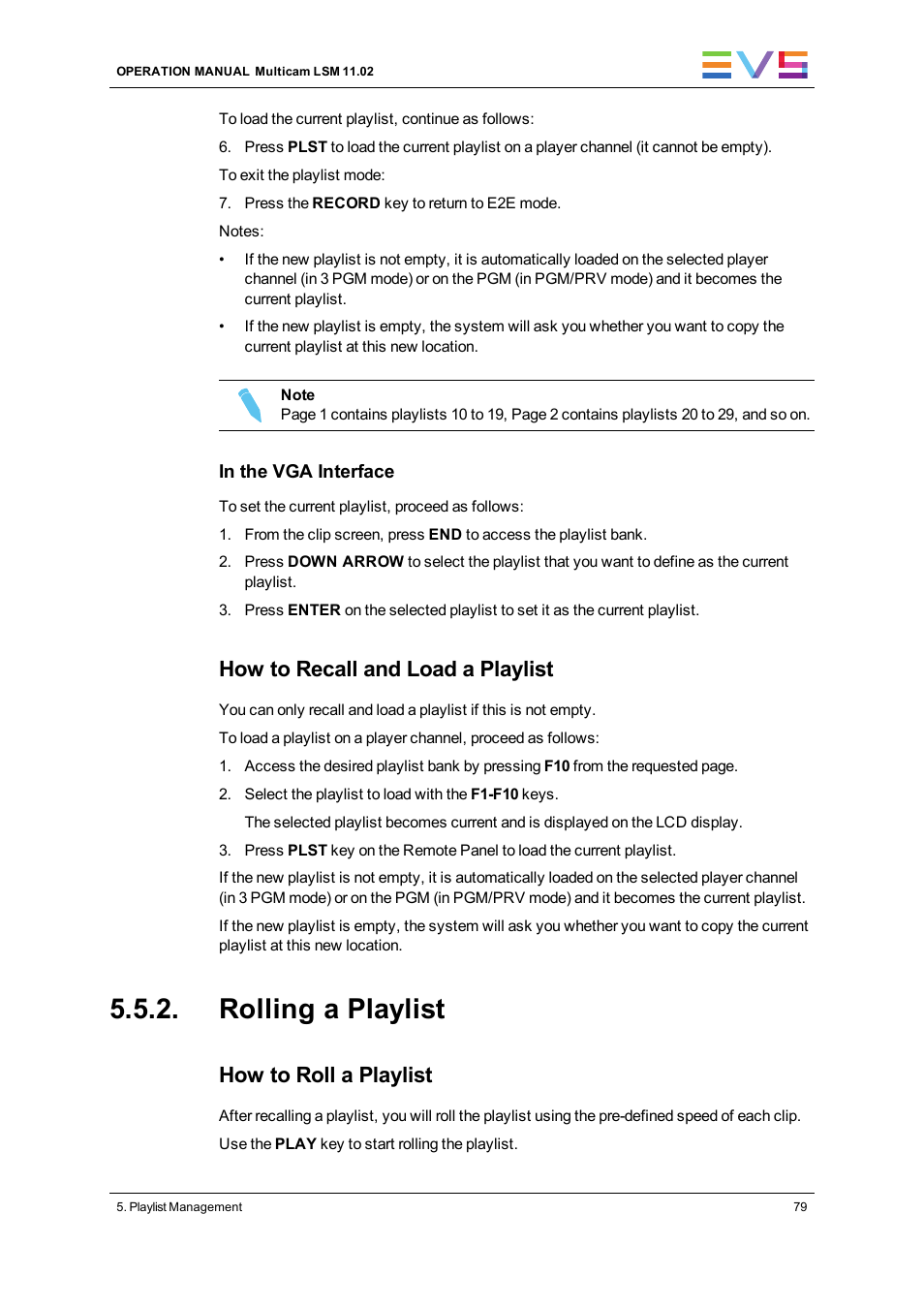 Rolling a playlist, How to recall and load a playlist, How to roll a playlist | EVS XT3 MulticamLSM Version 11.02 - July 2013 Operation Manual User Manual | Page 89 / 221