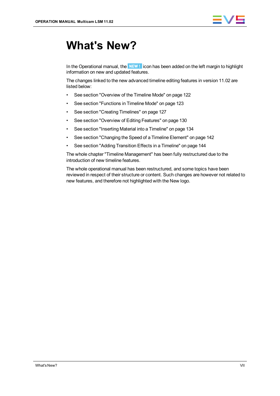 What's new | EVS XT3 MulticamLSM Version 11.02 - July 2013 Operation Manual User Manual | Page 9 / 221