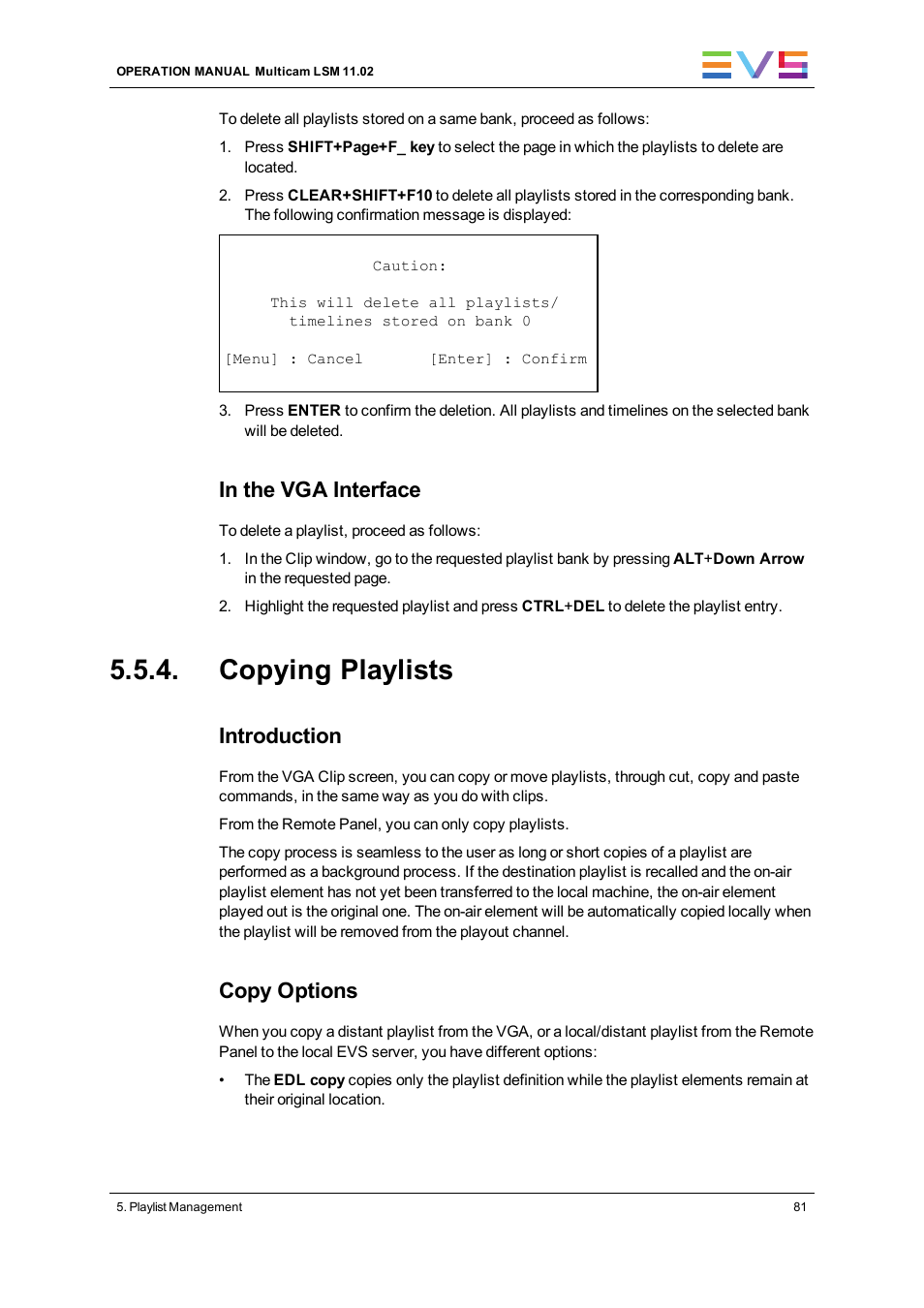 Copying playlists, Introduction, Copy options | EVS XT3 MulticamLSM Version 11.02 - July 2013 Operation Manual User Manual | Page 91 / 221