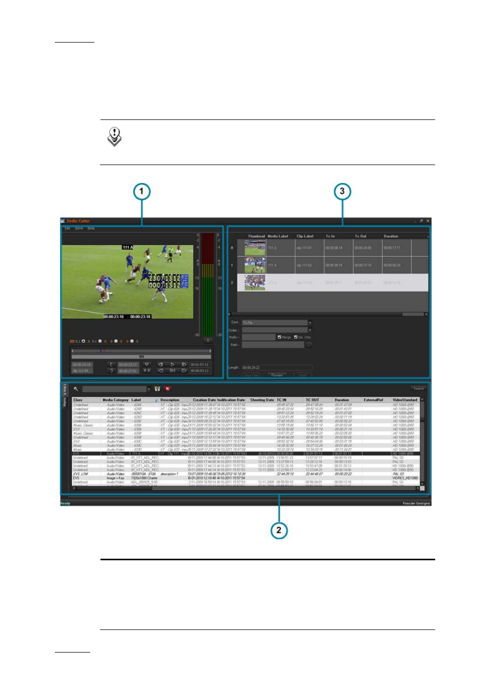 2 overview of the xedio cutter window, Overview of the xedio cutter window, Verview of the | Edio, Utter, Indow | EVS XEDIO Cutter Version 4.2 - June 2012 User Manual User Manual | Page 10 / 42