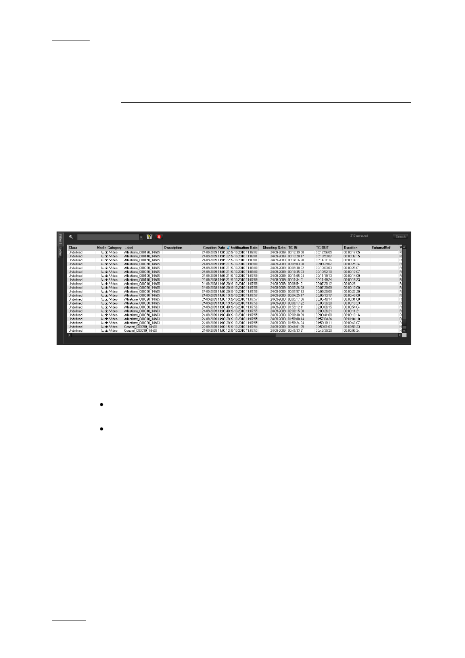 Media manager, 1 purpose, 2 overview of the media manager | 3 media list, Displayed columns, Purpose, Overview of the media manager, Media list | EVS XEDIO Cutter Version 4.2 - June 2012 User Manual User Manual | Page 12 / 42