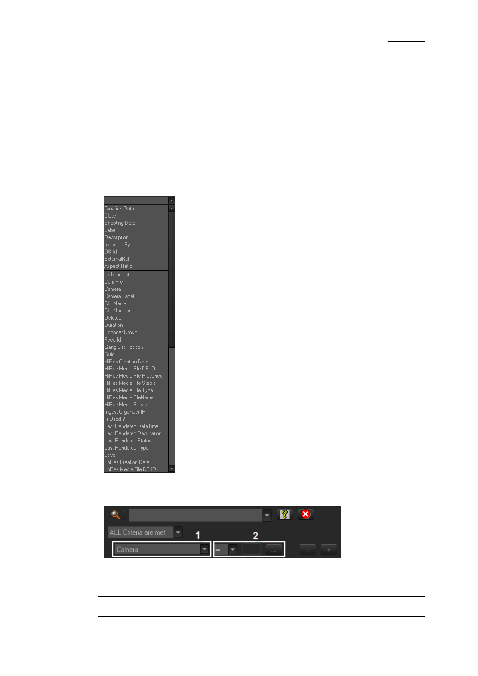 Filter fields | EVS XEDIO Cutter Version 4.2 - June 2012 User Manual User Manual | Page 17 / 42