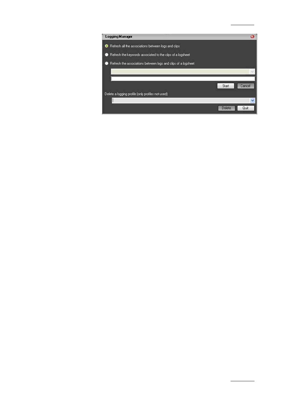 Refresh all associations between logs and clips, Associate a clip to a log sheet, Delete a logging profile | EVS IPDirector Version 4.3 - October 2007 Part 1 User's Manual User Manual | Page 30 / 68