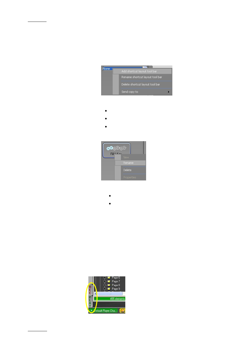 4 other layout toolbar commands, 5 channel status panel, Other layout toolbar commands | Channel status panel, 5 “channel status panel, Ther, Ayout, Oolbar, Ommands | EVS IPDirector Version 4.3 - October 2007 Part 1 User's Manual User Manual | Page 35 / 68