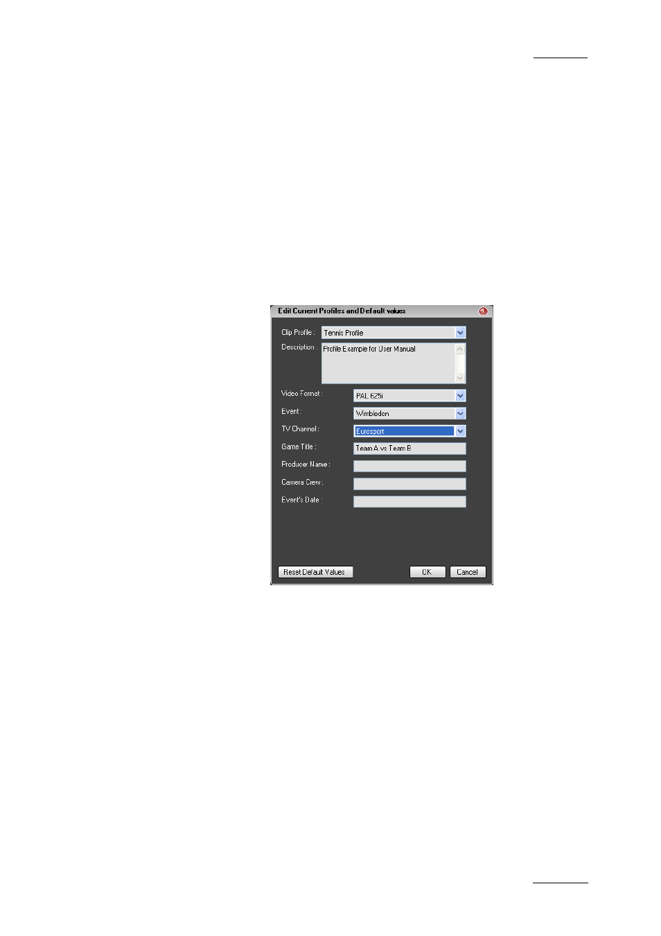 6 how to reset the default values in a profile, How to reset the default values in a profile, Ow to | Eset the, Efault, Alues in a, Rofile | EVS IPDirector Version 4.3 - October 2007 Part 1 User's Manual User Manual | Page 50 / 68