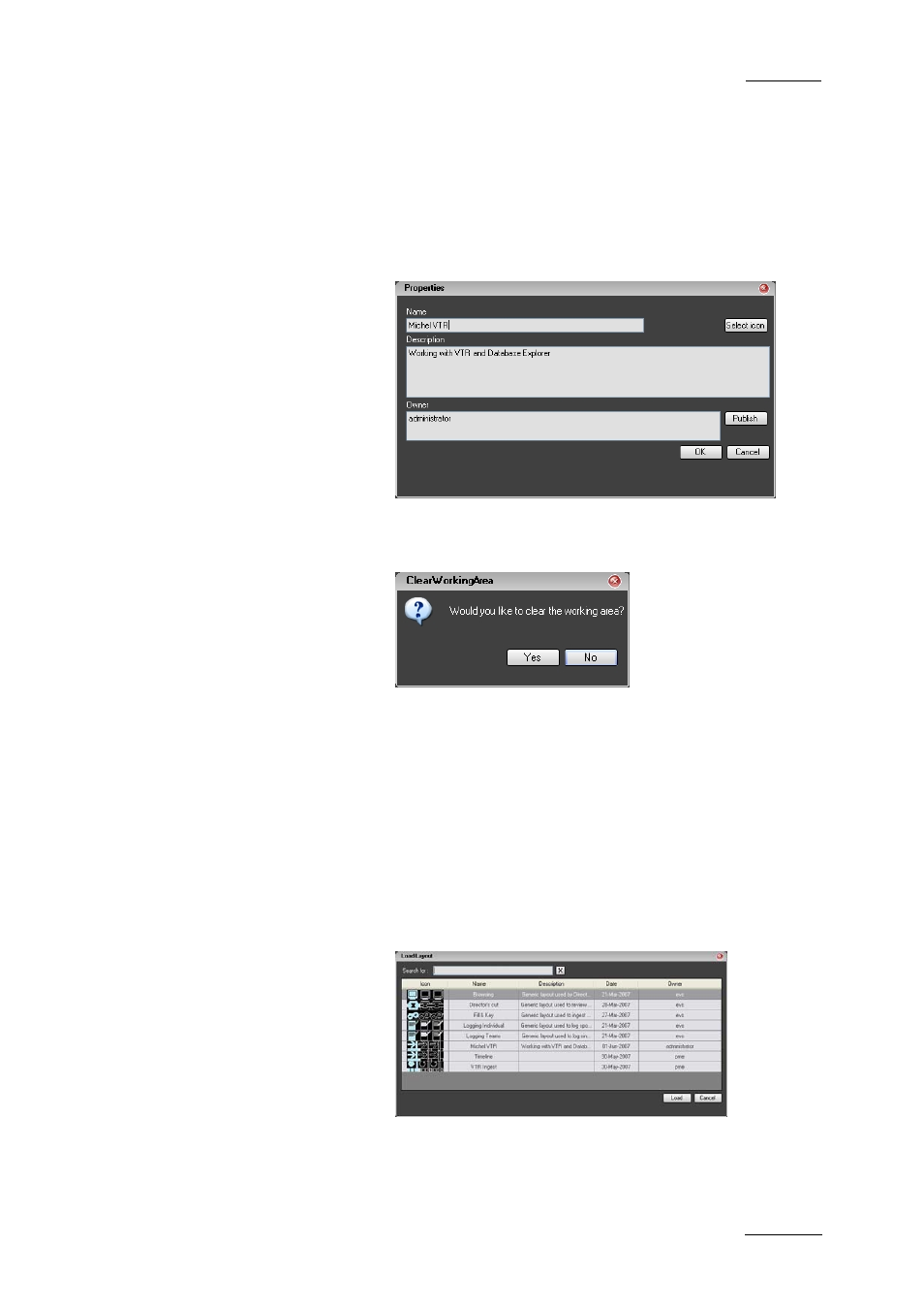 How to create a new layout, How to open an existing layout | EVS IPDirector Version 4.3 - October 2007 Part 1 User's Manual User Manual | Page 52 / 68