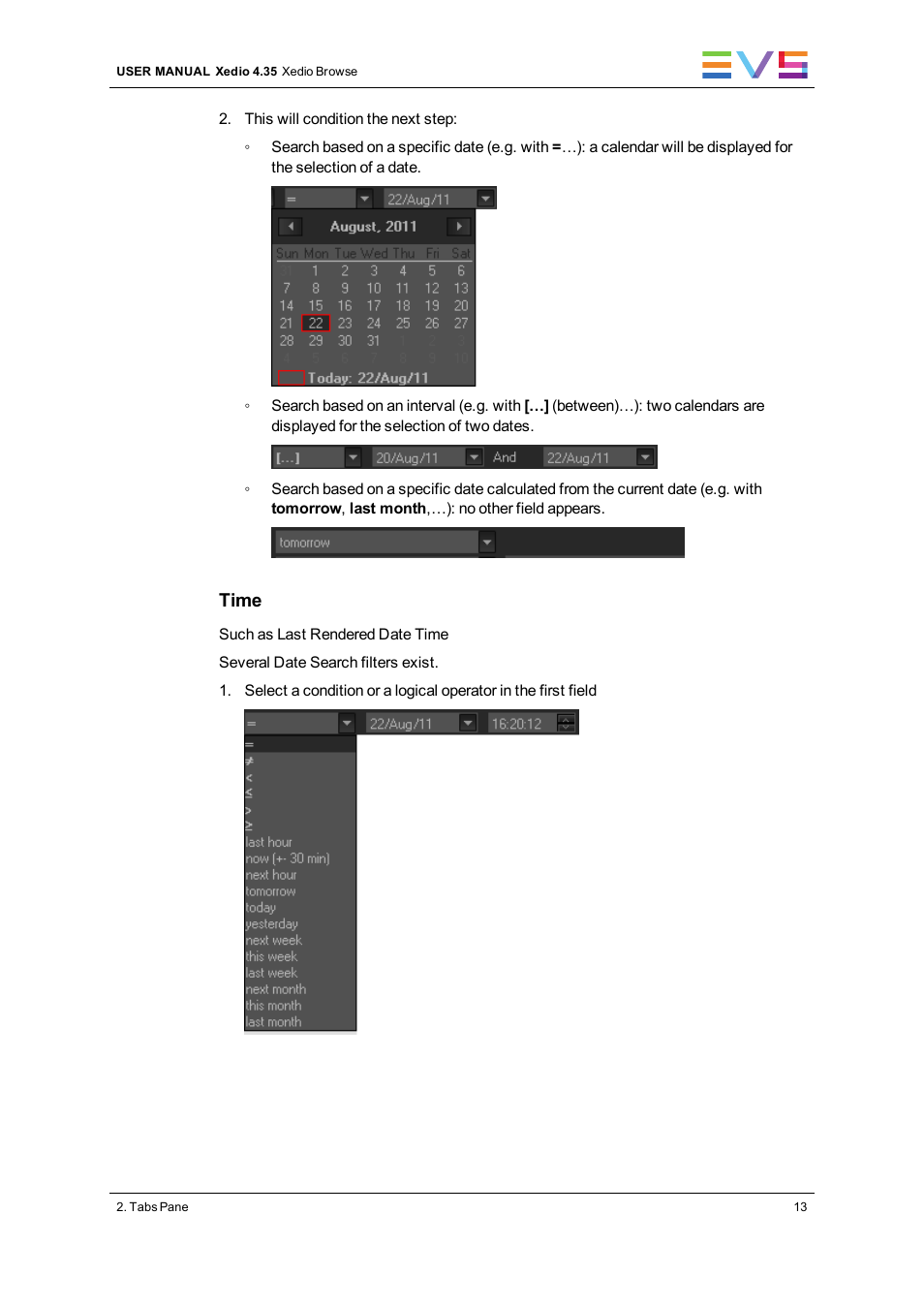 Time | EVS XEDIO Browse Version 4.35 - August 2013 User Manual User Manual | Page 21 / 46
