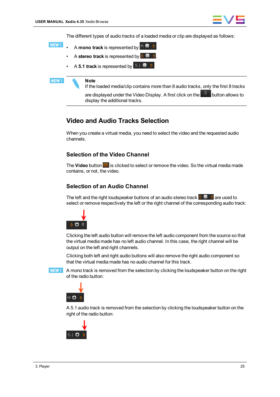 Video and audio tracks selection | EVS XEDIO Browse Version 4.35 - August 2013 User Manual User Manual | Page 33 / 46