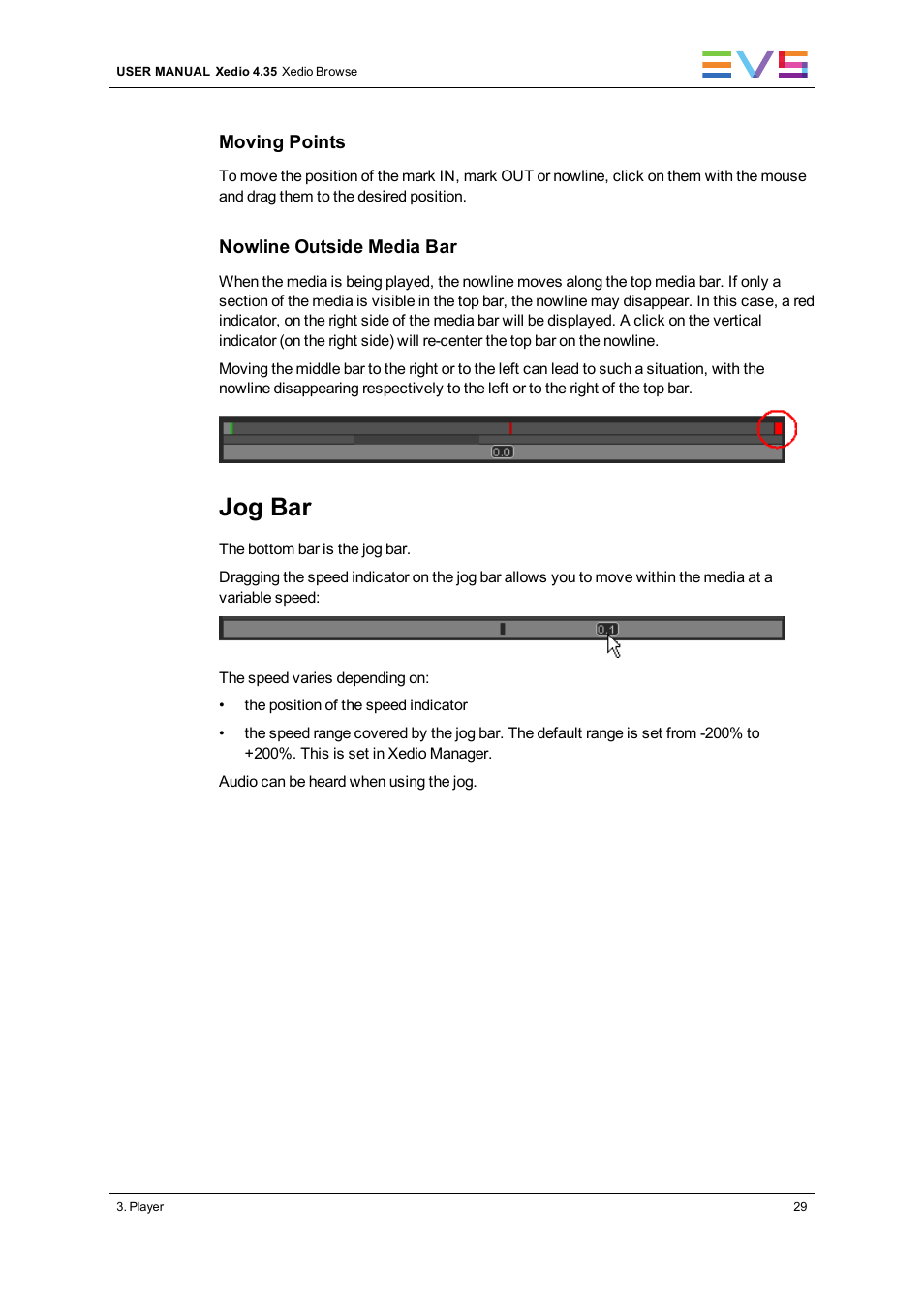 Jog bar | EVS XEDIO Browse Version 4.35 - August 2013 User Manual User Manual | Page 37 / 46