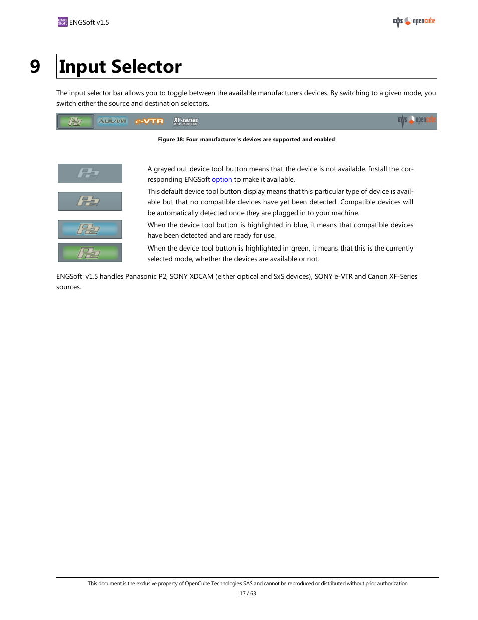 9 input selector, Input selector | EVS ENGSoft v1.5 User Guide User Manual | Page 17 / 63