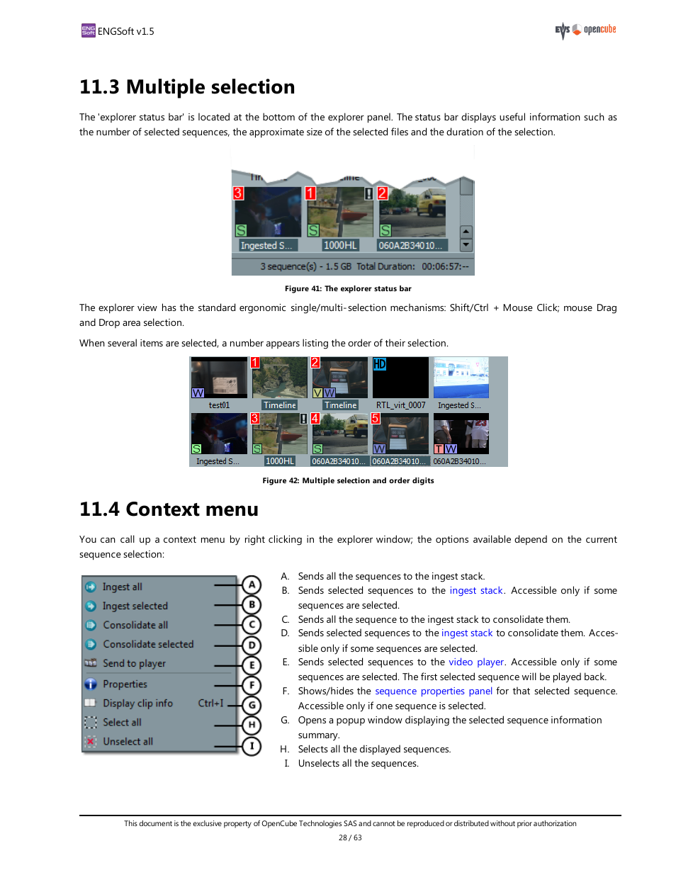 3 multiple selection, 4 context menu | EVS ENGSoft v1.5 User Guide User Manual | Page 28 / 63
