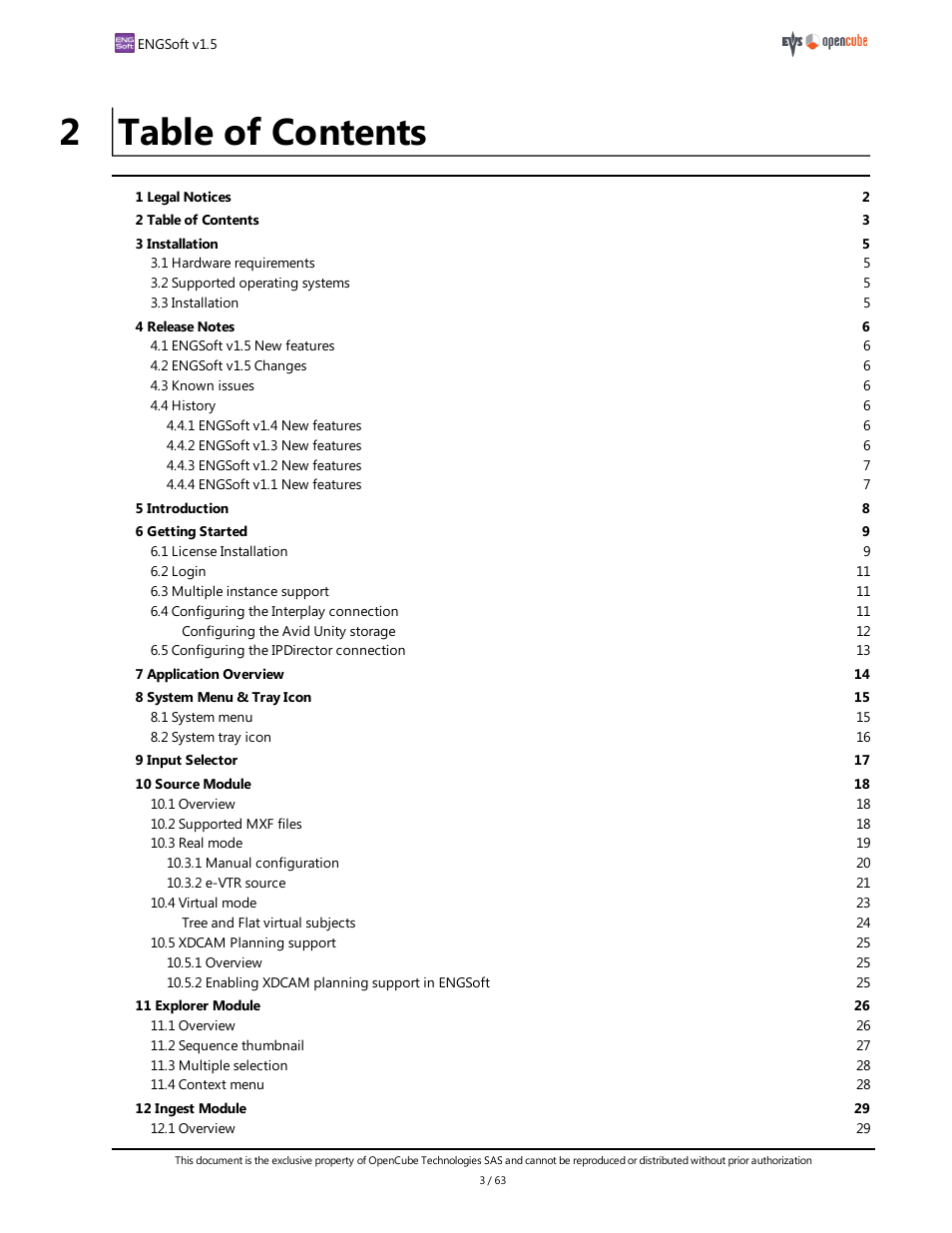 2 table of contents | EVS ENGSoft v1.5 User Guide User Manual | Page 3 / 63