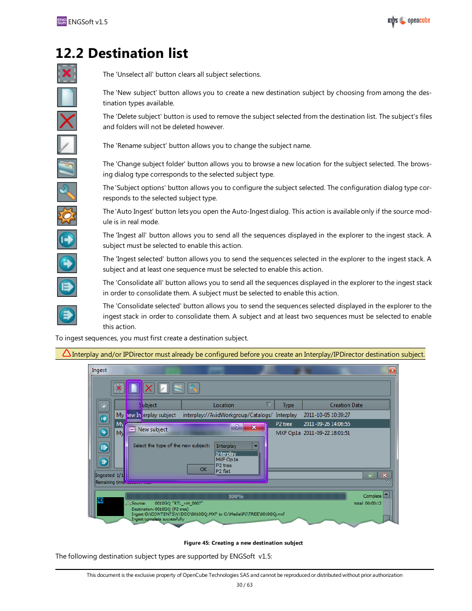2 destination list, Destination list | EVS ENGSoft v1.5 User Guide User Manual | Page 30 / 63
