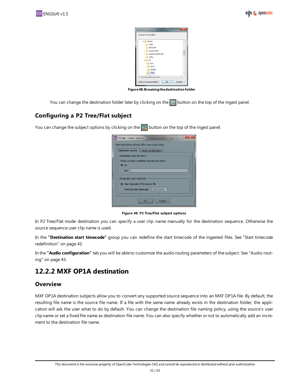 Configuring a p2 tree/flat subject, 2 mxf op1a destination, Overview | EVS ENGSoft v1.5 User Guide User Manual | Page 32 / 63