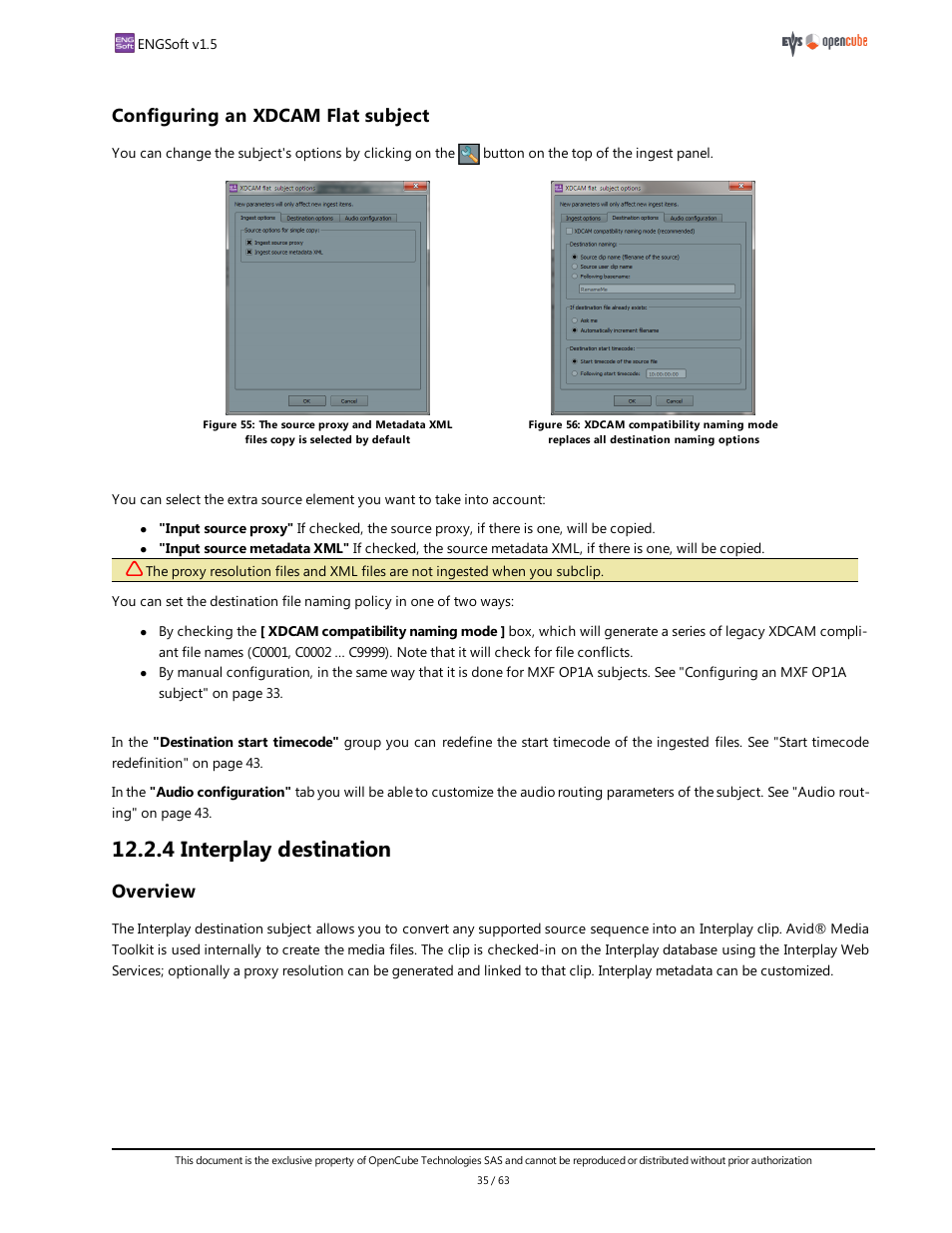 Configuring an xdcam flat subject, 4 interplay destination, Overview | EVS ENGSoft v1.5 User Guide User Manual | Page 35 / 63