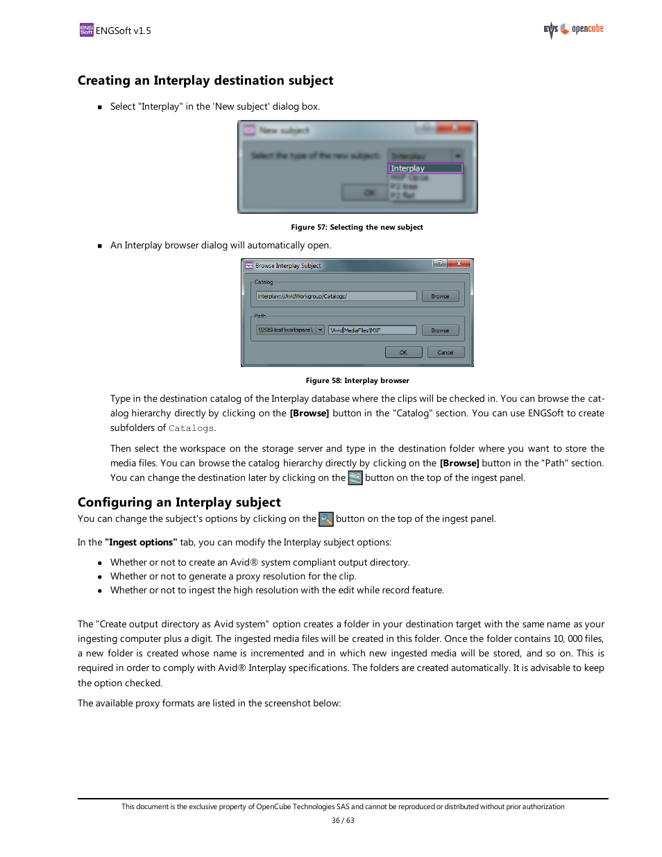 Creating an interplay destination subject, Configuring an interplay subject | EVS ENGSoft v1.5 User Guide User Manual | Page 36 / 63
