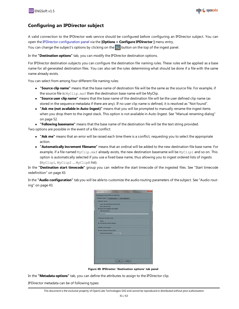 Configuring an ipdirector subject | EVS ENGSoft v1.5 User Guide User Manual | Page 41 / 63