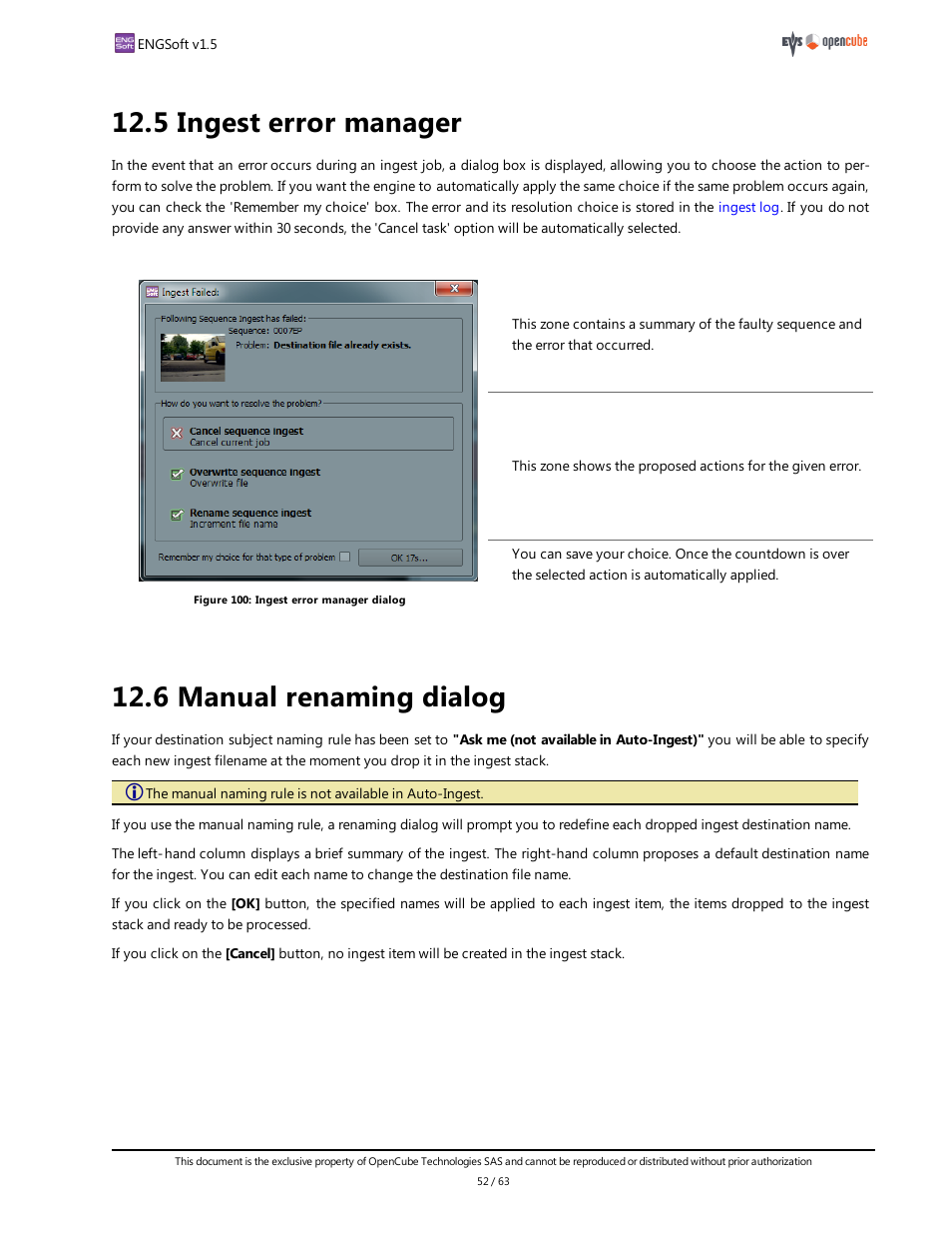 5 ingest error manager, 6 manual renaming dialog, See "manual renaming dialog | EVS ENGSoft v1.5 User Guide User Manual | Page 52 / 63