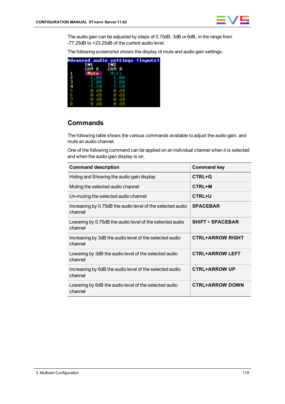 Commands | EVS XTnano Version 11.02 - July 2013 Configuration Manual User Manual | Page 127 / 190