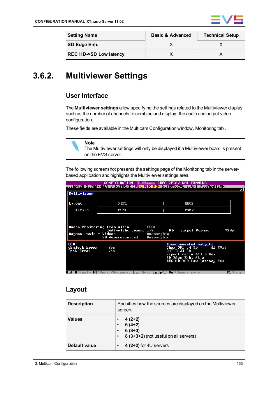 Multiviewer settings, User interface, Layout | EVS XTnano Version 11.02 - July 2013 Configuration Manual User Manual | Page 141 / 190