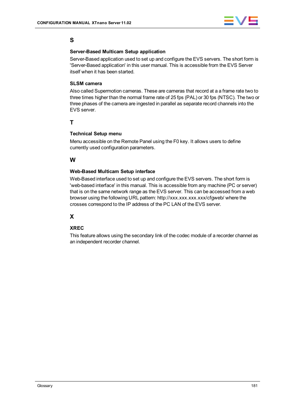 EVS XTnano Version 11.02 - July 2013 Configuration Manual User Manual | Page 189 / 190