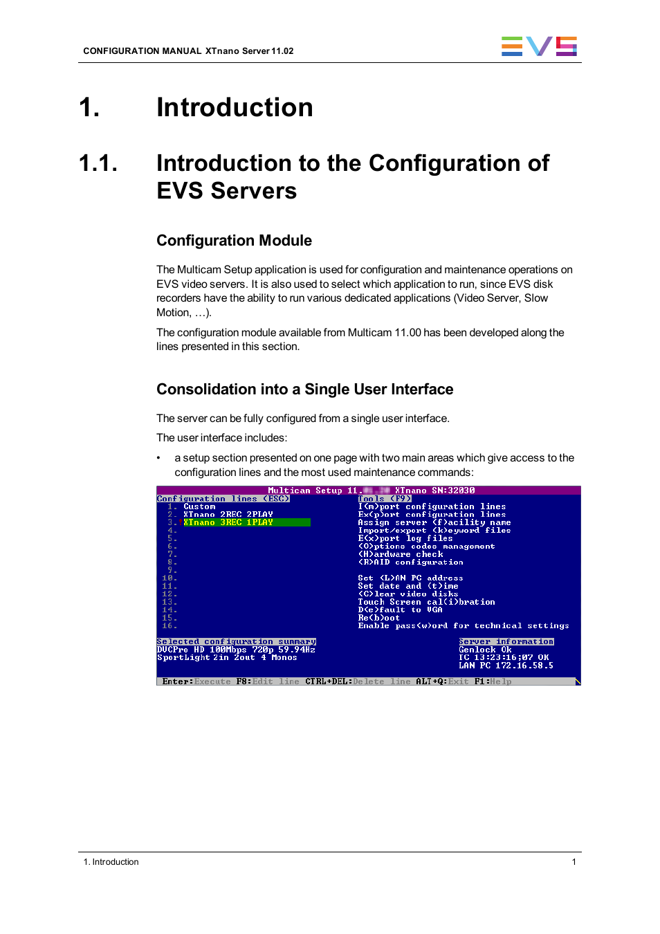 Introduction, Introduction to the configuration of evs servers | EVS XTnano Version 11.02 - July 2013 Configuration Manual User Manual | Page 9 / 190