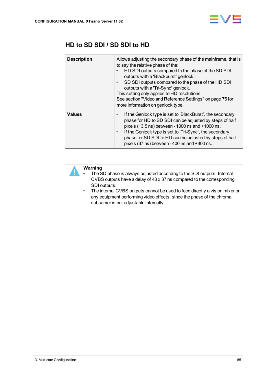 Hd to sd sdi / sd sdi to hd | EVS XTnano Version 11.02 - July 2013 Configuration Manual User Manual | Page 93 / 190