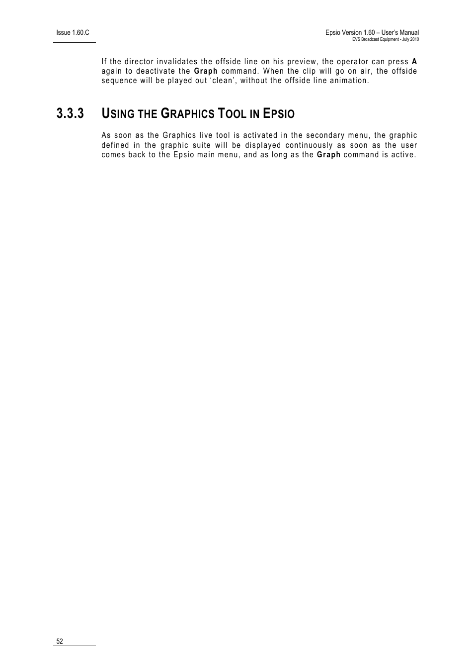 3 using the graphics tool in epsio, Using the graphics tool in epsio, Sing the | Raphics, Ool in, Psio | EVS EPSIO Version 1.60 - July 2010 User's Manual User Manual | Page 57 / 58