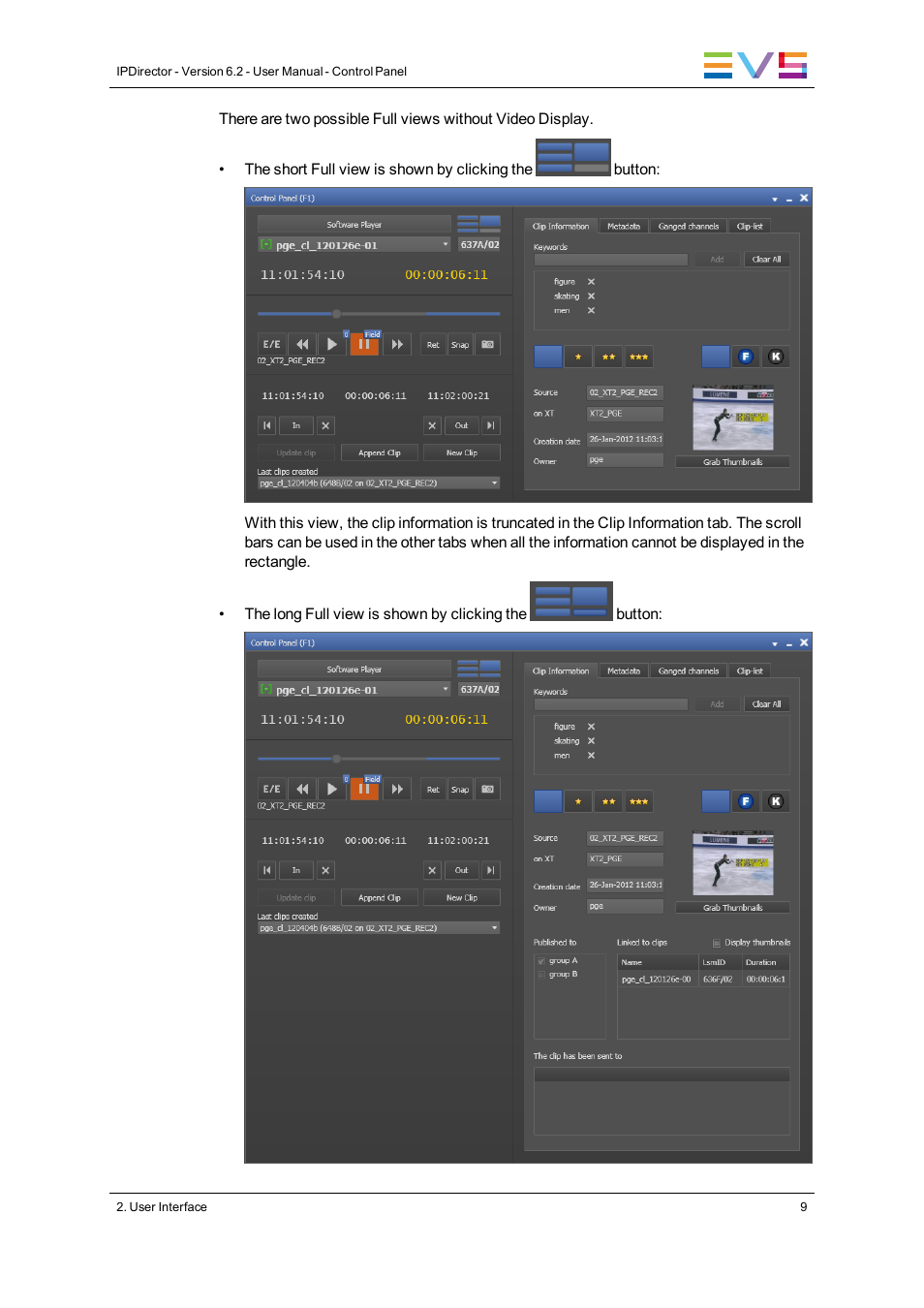 EVS IPDirector Version 6.2 - June 2013 CONTROL PANEL User Manual User Manual | Page 19 / 110