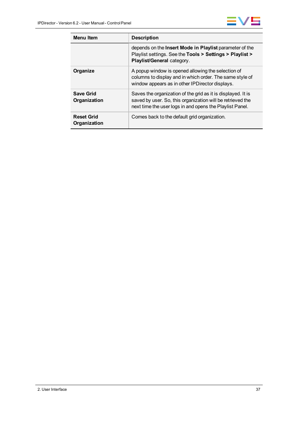 EVS IPDirector Version 6.2 - June 2013 CONTROL PANEL User Manual User Manual | Page 47 / 110