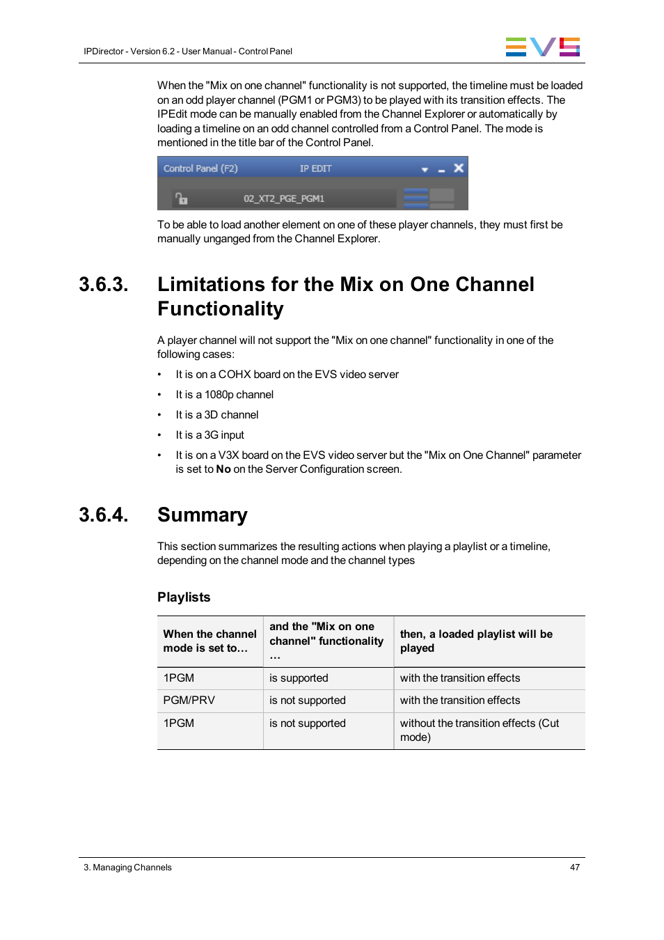 Summary | EVS IPDirector Version 6.2 - June 2013 CONTROL PANEL User Manual User Manual | Page 57 / 110