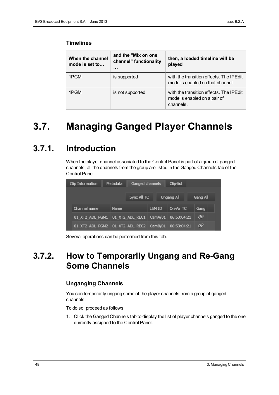 Managing ganged player channels, Introduction | EVS IPDirector Version 6.2 - June 2013 CONTROL PANEL User Manual User Manual | Page 58 / 110