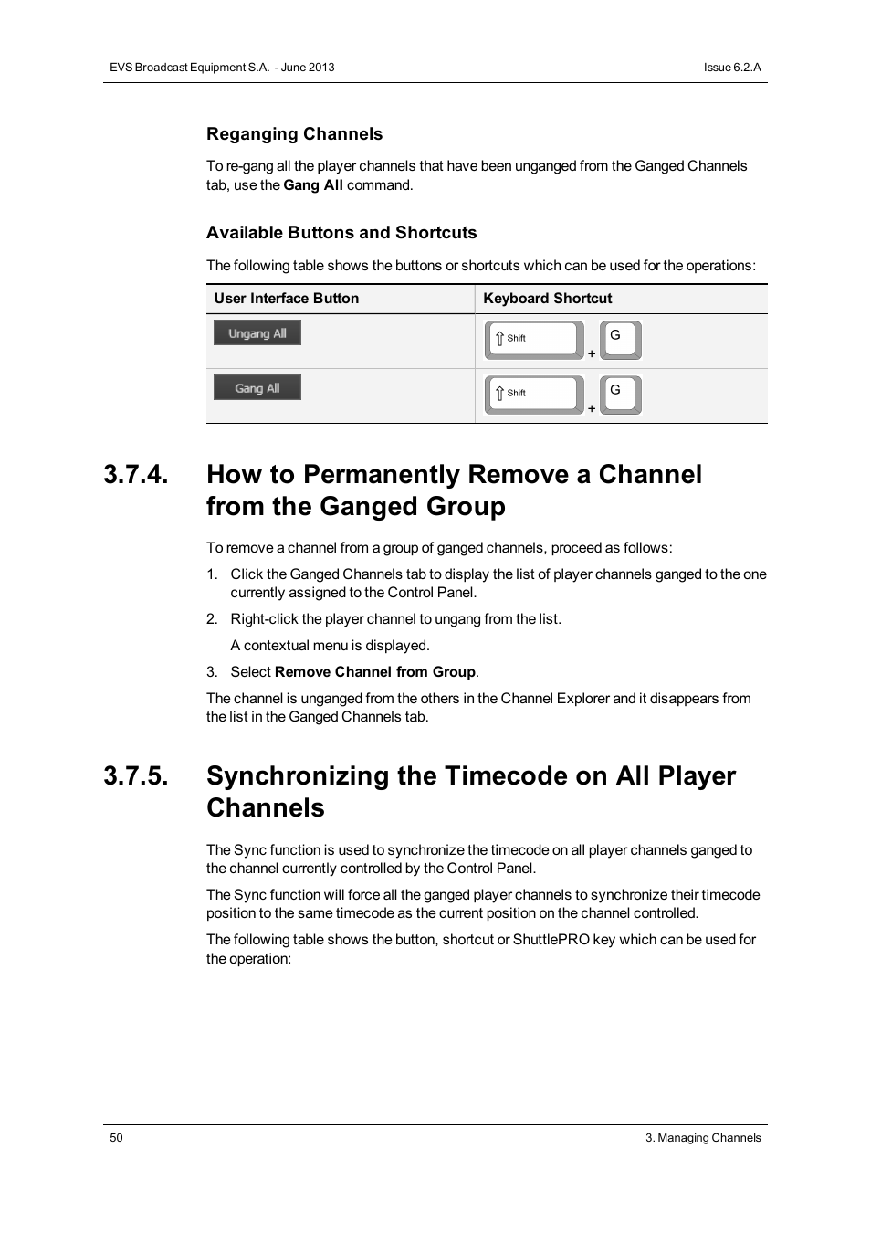 Synchronizing the timecode on all player channels | EVS IPDirector Version 6.2 - June 2013 CONTROL PANEL User Manual User Manual | Page 60 / 110