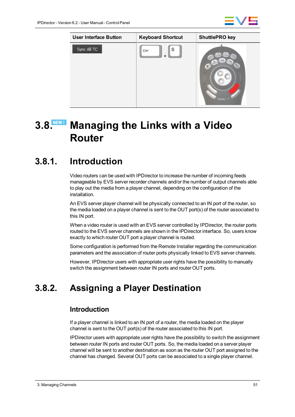 Managing the links with a video router, Introduction, Assigning a player destination | EVS IPDirector Version 6.2 - June 2013 CONTROL PANEL User Manual User Manual | Page 61 / 110