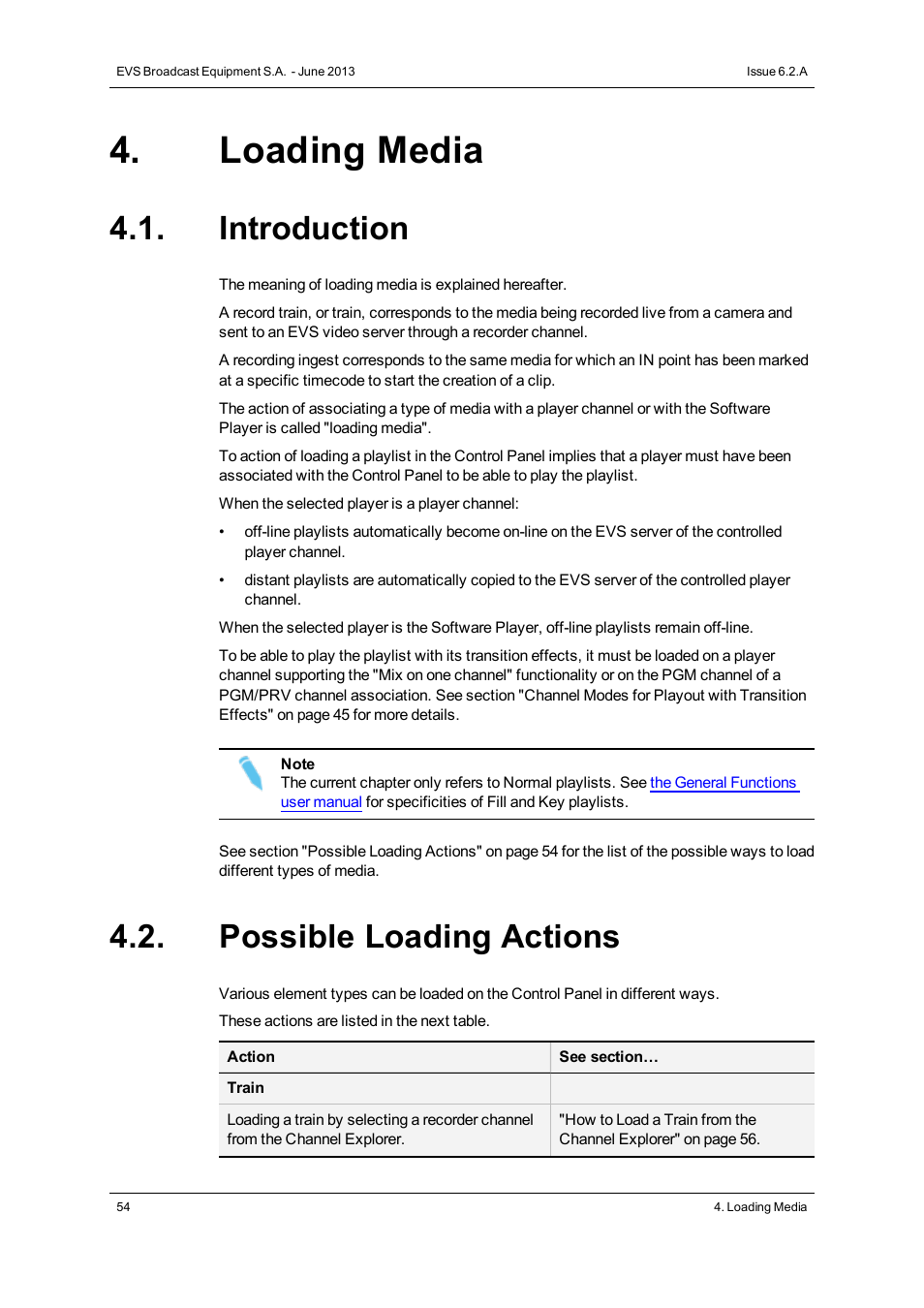 Loading media, Introduction, Possible loading actions | EVS IPDirector Version 6.2 - June 2013 CONTROL PANEL User Manual User Manual | Page 64 / 110