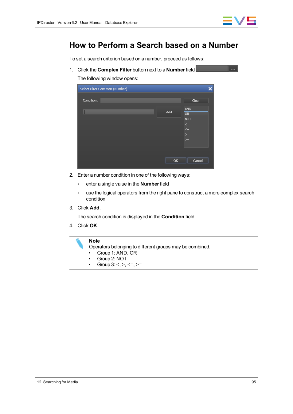 How to perform a search based on a number | EVS IPDirector Version 6.2 - June 2013 DATABASE EXPLORER User Manual User Manual | Page 107 / 126