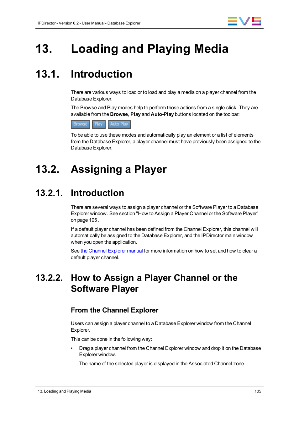 Loading and playing media, Introduction, Assigning a player | EVS IPDirector Version 6.2 - June 2013 DATABASE EXPLORER User Manual User Manual | Page 117 / 126